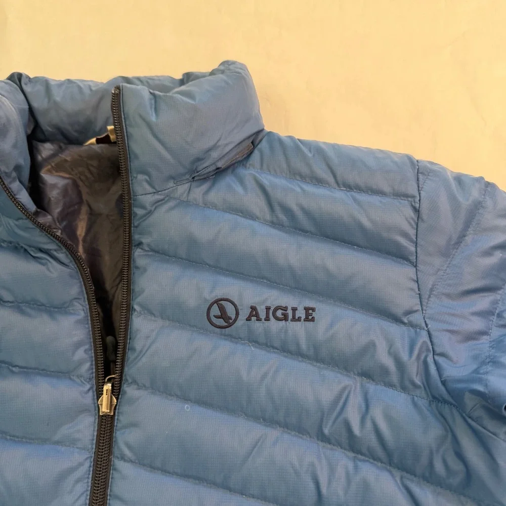 Aigle Mens Blue Quilted‎ Puffer Jacket Full Zip Insulated Size M